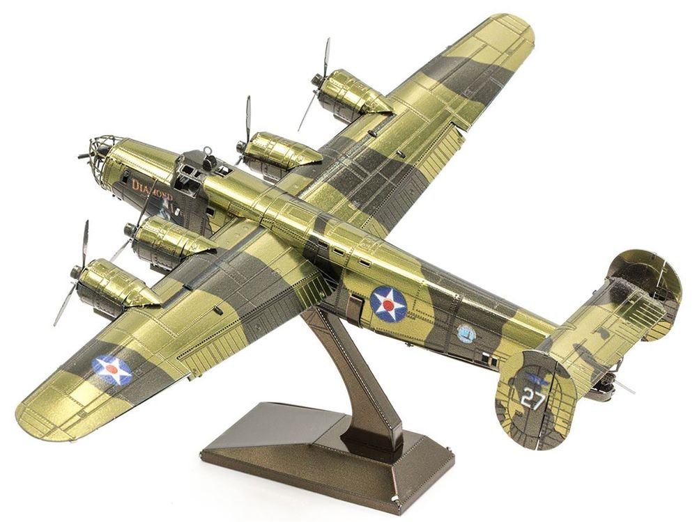 Model Kit Consolidated B-24 Liberator Bomber Aircraft "Diamond Lil" United States Army Air Forces (Challenging Difficulty) Steel Model by Metal Earth view 2