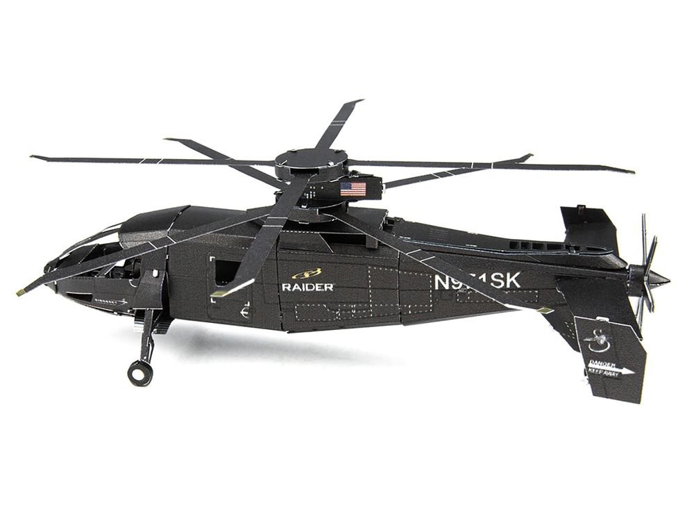 Model Kit Sikorsky S-97 Raider Attack Helicopter "United States Army" (Challenging Difficulty) Steel Model by Metal Earth view 2