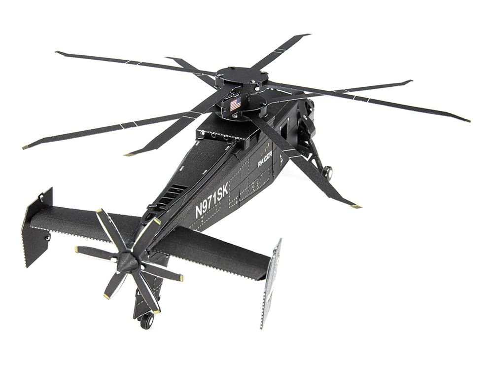 Model Kit Sikorsky S-97 Raider Attack Helicopter "United States Army" (Challenging Difficulty) Steel Model by Metal Earth view 3
