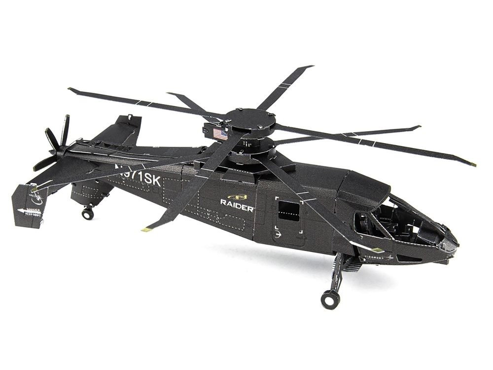 Model Kit Sikorsky S-97 Raider Attack Helicopter "United States Army" (Challenging Difficulty) Steel Model by Metal Earth view 4