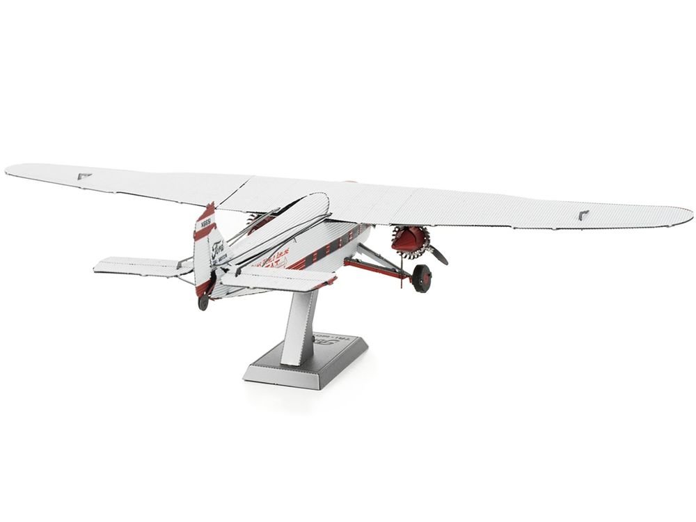Model Kit Ford Trimotor Transport Aircraft White and Red (Moderate Difficulty) Steel Model by Metal Earth view 2
