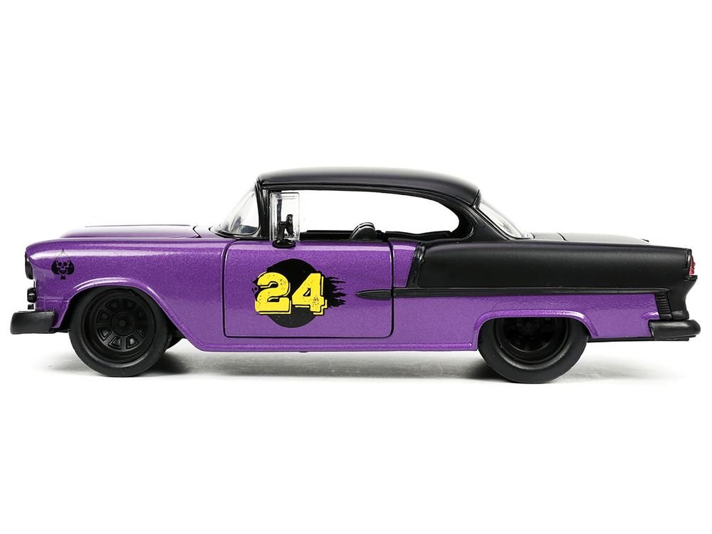 1955 Chevrolet Bel Air #24 Purple Metallic and Matt Black "Bigtime Muscle" Series 1/24 Diecast Model Car by Jada view 3