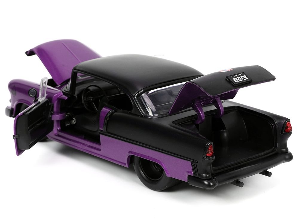 1955 Chevrolet Bel Air #24 Purple Metallic and Matt Black "Bigtime Muscle" Series 1/24 Diecast Model Car by Jada view 4
