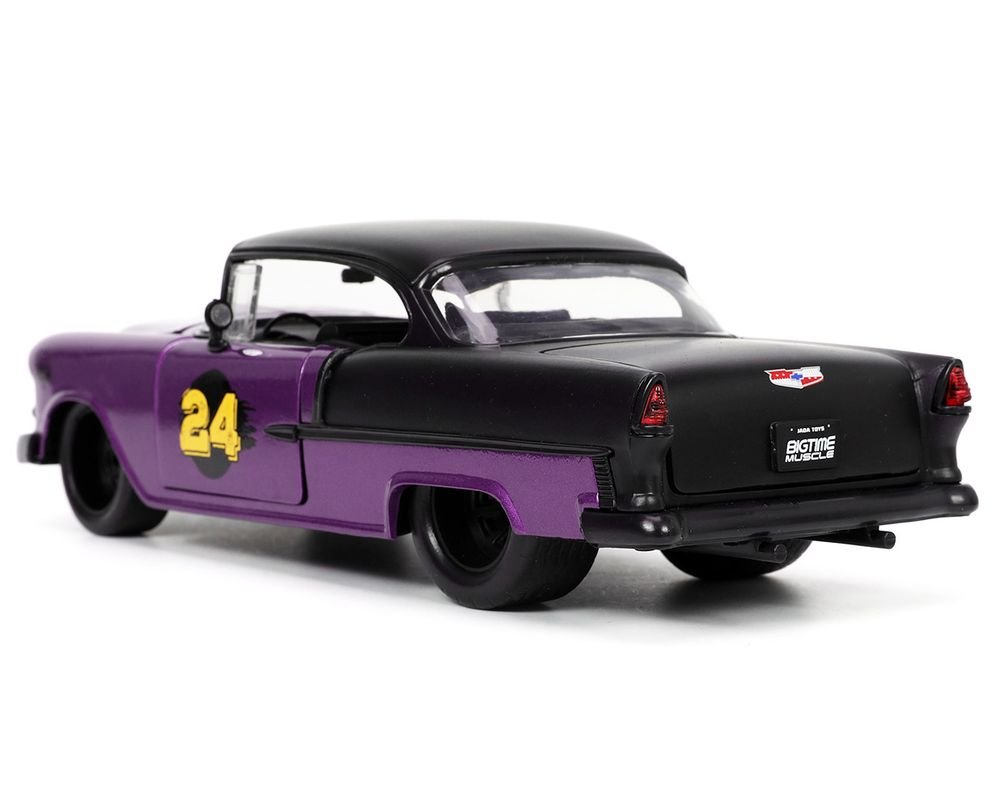 1955 Chevrolet Bel Air #24 Purple Metallic and Matt Black "Bigtime Muscle" Series 1/24 Diecast Model Car by Jada view 5