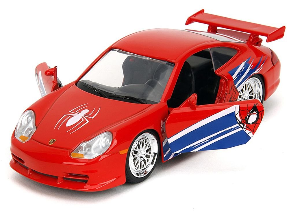 Porsche 911 GT3 RS (996) Red with Graphics "Marvel's Spider-Man" 1/32 Diecast Model Car by Jada view 2