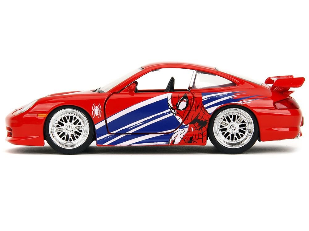 Porsche 911 GT3 RS (996) Red with Graphics "Marvel's Spider-Man" 1/32 Diecast Model Car by Jada view 3