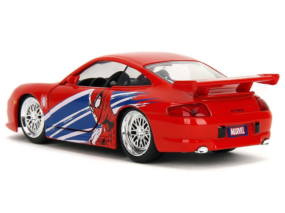 Porsche 911 GT3 RS (996) Red with Graphics "Marvel's Spider-Man" 1/32 Diecast Model Car by Jada view 5