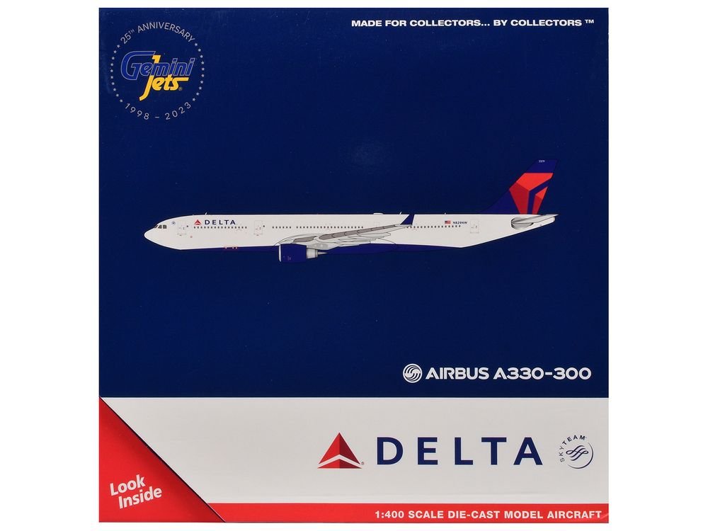 Airbus A330-300 Commercial Aircraft "Delta Air Lines" (N829NW) White with Blue and Red Tail 1/400 Diecast Model Airplane by GeminiJets view 3