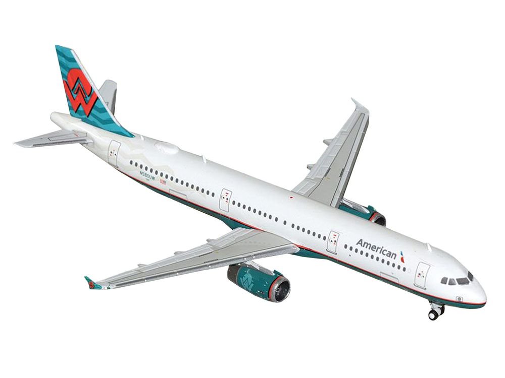 Airbus A321 Commercial Aircraft "American Airlines - America West Heritage Jet" (N580UW) White with Tail Graphics 1/400 Diecast Model Airplane by GeminiJets view 2