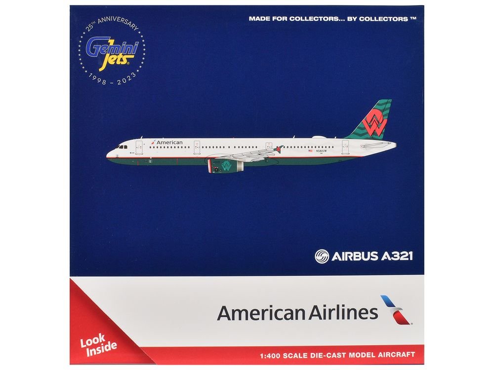 Airbus A321 Commercial Aircraft "American Airlines - America West Heritage Jet" (N580UW) White with Tail Graphics 1/400 Diecast Model Airplane by GeminiJets view 3
