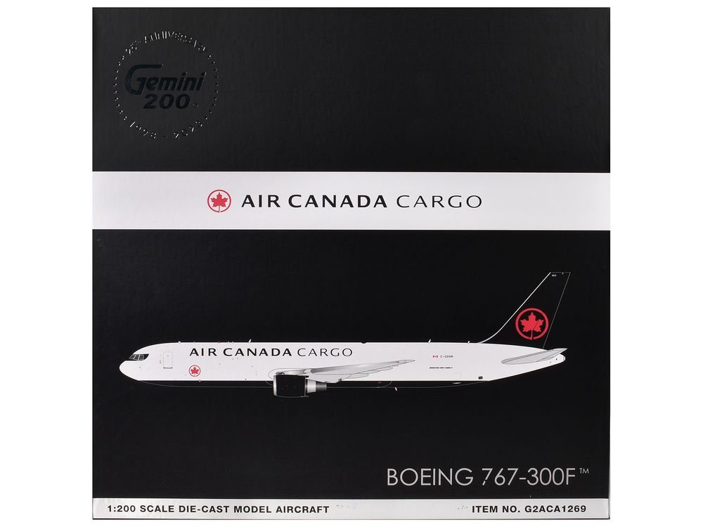 Boeing 767-300F Commercial Aircraft "Air Canada Cargo" (C-GXHM) White with Black Tail "Gemini 200" Series 1/200 Diecast Model Airplane by GeminiJets view 3