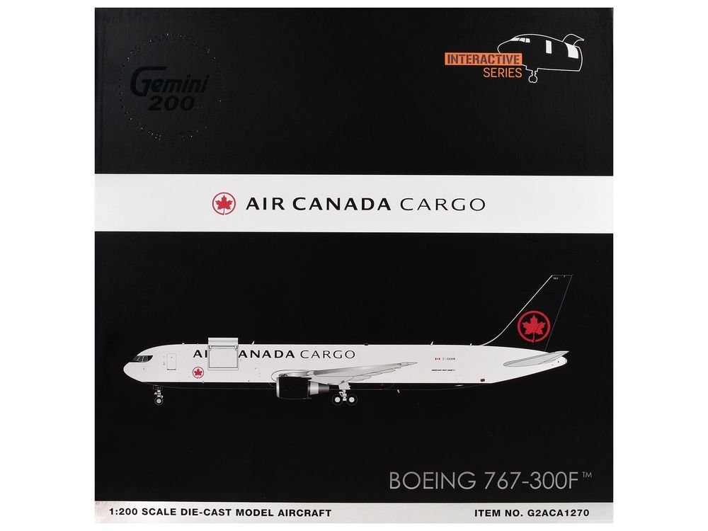 Boeing 767-300F Commercial Aircraft "Air Canada Cargo" (C-GXHM) White with Black Tail "Gemini 200 - Interactive Series" 1/200 Diecast Model Airplane by GeminiJets view 3