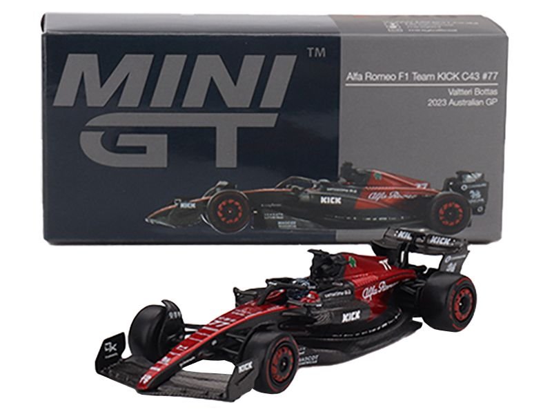Alfa Romeo C43 #77 Valtteri Bottas "Alfa Romeo F1 Team Kick" Formula One F1 "Australian GP" (2023) Limited Edition 1/64 Diecast Model Car by Mini GT view 4