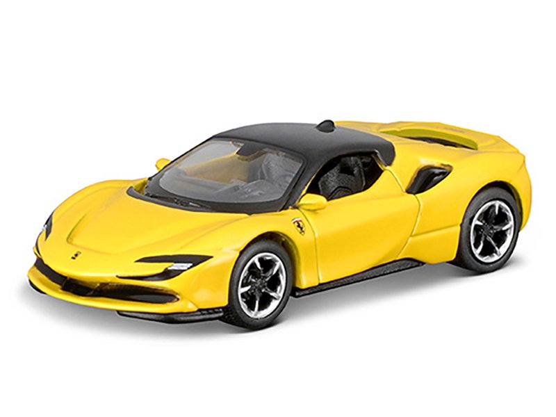 Ferrari SF90 Stradale Yellow with Black Top "Speed Icons" Series 1/64 Diecast Model Car by Maisto view 2