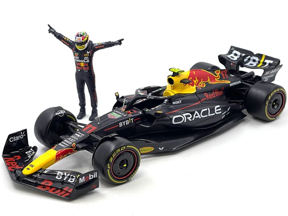 Red Bull Racing RB19 #11 Sergio Perez "Oracle" Formula One F1 Championship "Constructor Champions" (2023) with Driver Figure 1/24 Diecast Model Car by Bburago view 3