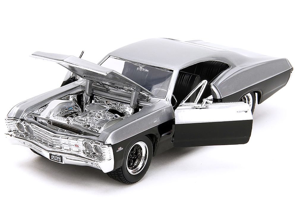 1967 Chevrolet Impala SS Silver Metallic and Black "Bigtime Muscle" Series 1/24 Diecast Model Car by Jada view 2