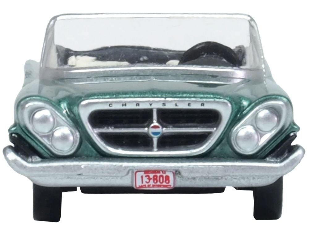 1961 Chrysler 300 Convertible Pinewood Green Metallic 1/87 (HO) Scale Diecast Model Car by Oxford Diecast view 3