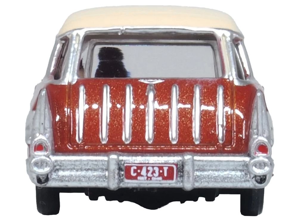 1957 Chevrolet Nomad Adobe Beige with Sierra Gold Top 1/87 (HO) Scale Diecast Model Car by Oxford Diecast view 4