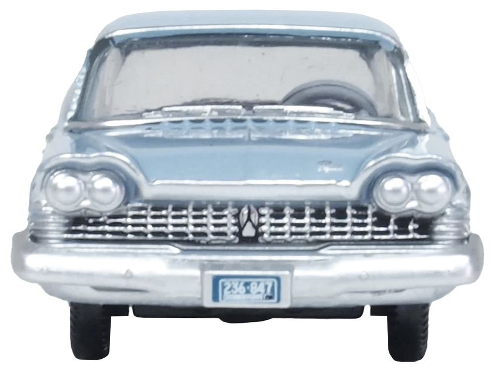1959 Plymouth Savoy Sedan Powder Blue 1/87 (HO) Scale Diecast Model Car by Oxford Diecast view 3