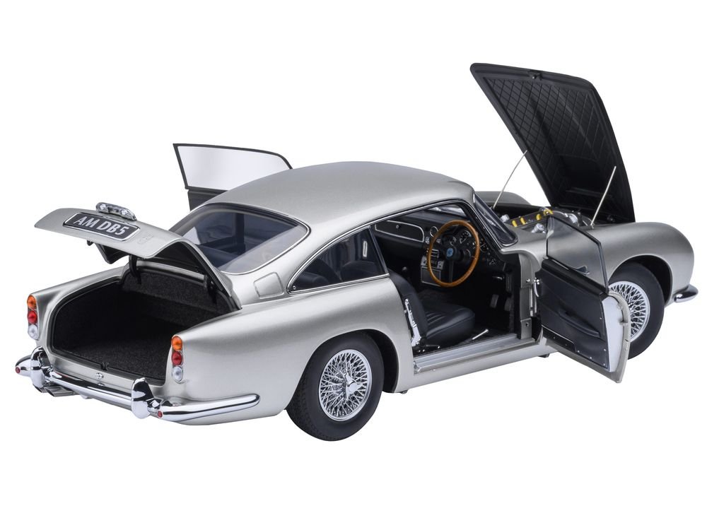 Aston Martin DB5 RHD (Right Hand Drive) Birch Silver 1/18 Model Car by Autoart view 2