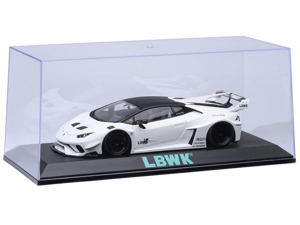 Collectible Display Show Case with Black Plastic Base and Green "LBWK" Logo for 1/18-1/24 Scale Model Cars by Autoart view 4