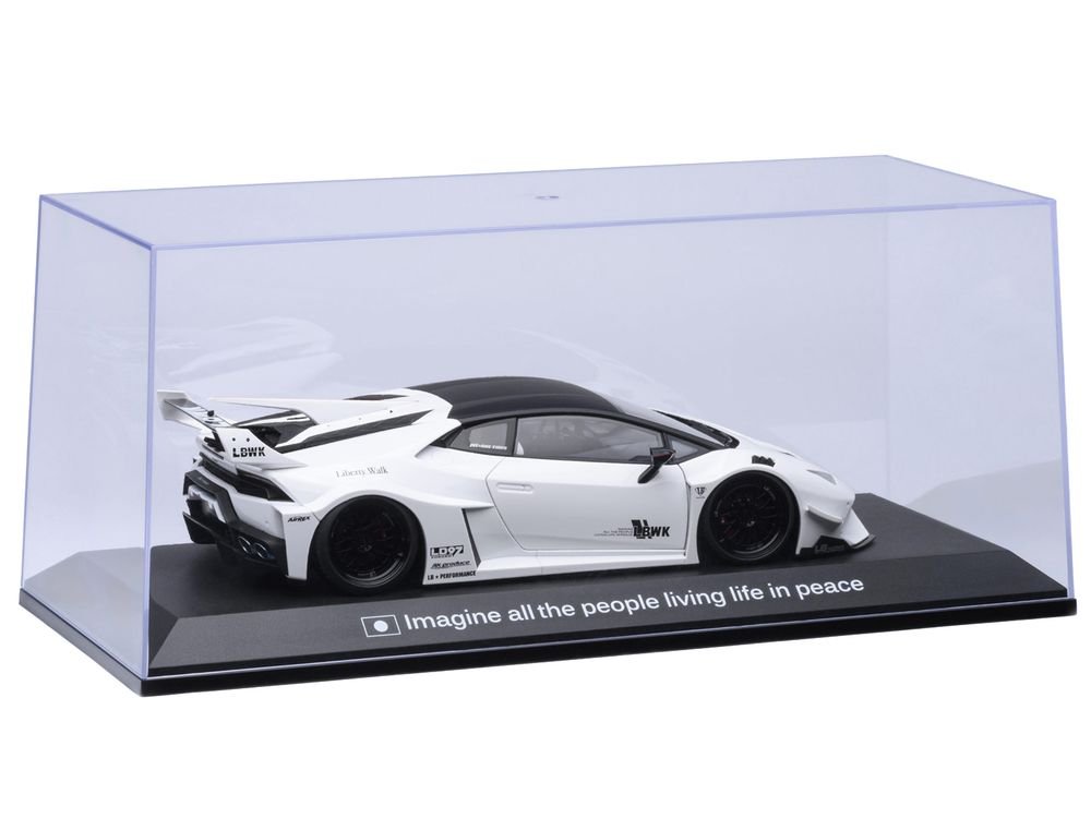 Collectible Display Show Case with Black Plastic Base and Green "LBWK" Logo for 1/18-1/24 Scale Model Cars by Autoart view 5