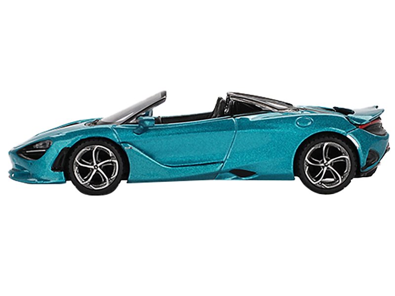 McLaren 750S Spider Belize Blue Metallic Limited Edition 1/64 Diecast Model Car by Mini GT view 2
