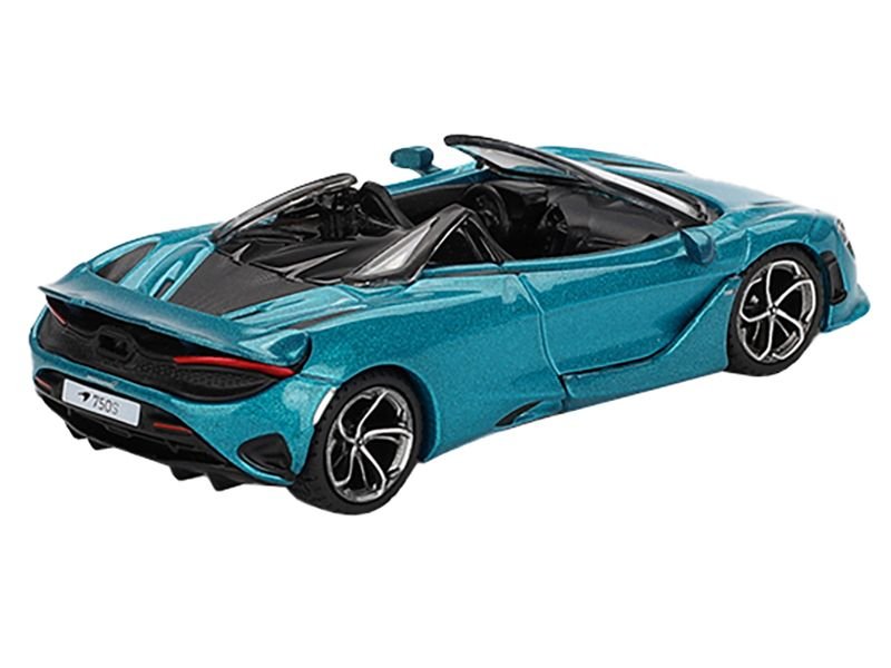 McLaren 750S Spider Belize Blue Metallic Limited Edition 1/64 Diecast Model Car by Mini GT view 3