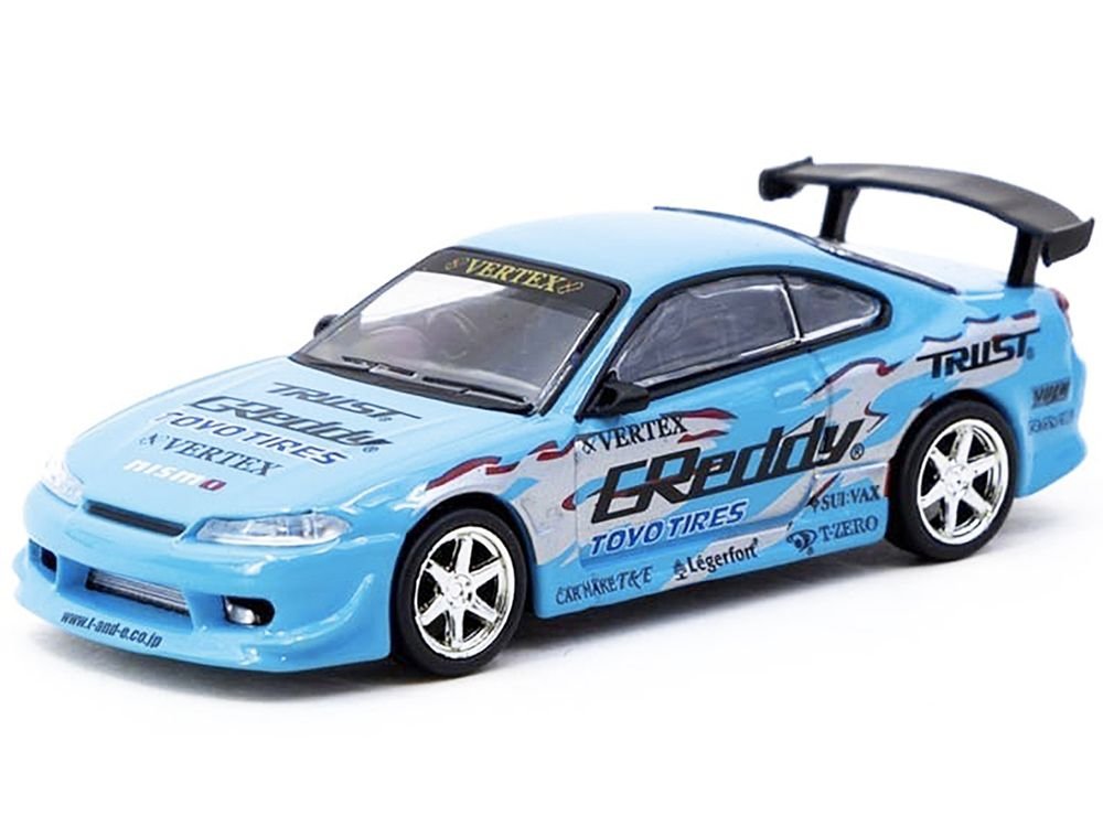Nissan Silvia (S15) Vertex RHD (Right Hand Drive) "GReddy" Light Blue "Global64" Series 1/64 Diecast Model by Tarmac Works view 2
