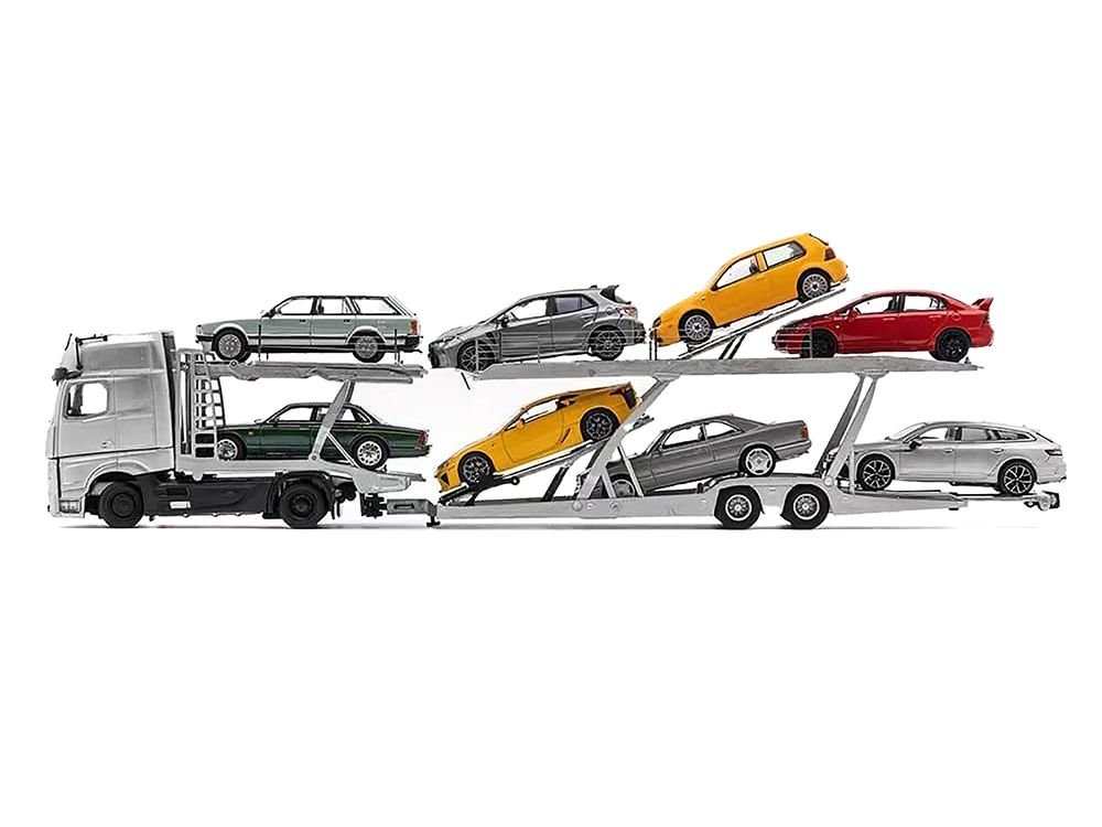 Mercedes-Benz Actros Auto Transporter White 1/64 Diecast Model by GCD view 4
