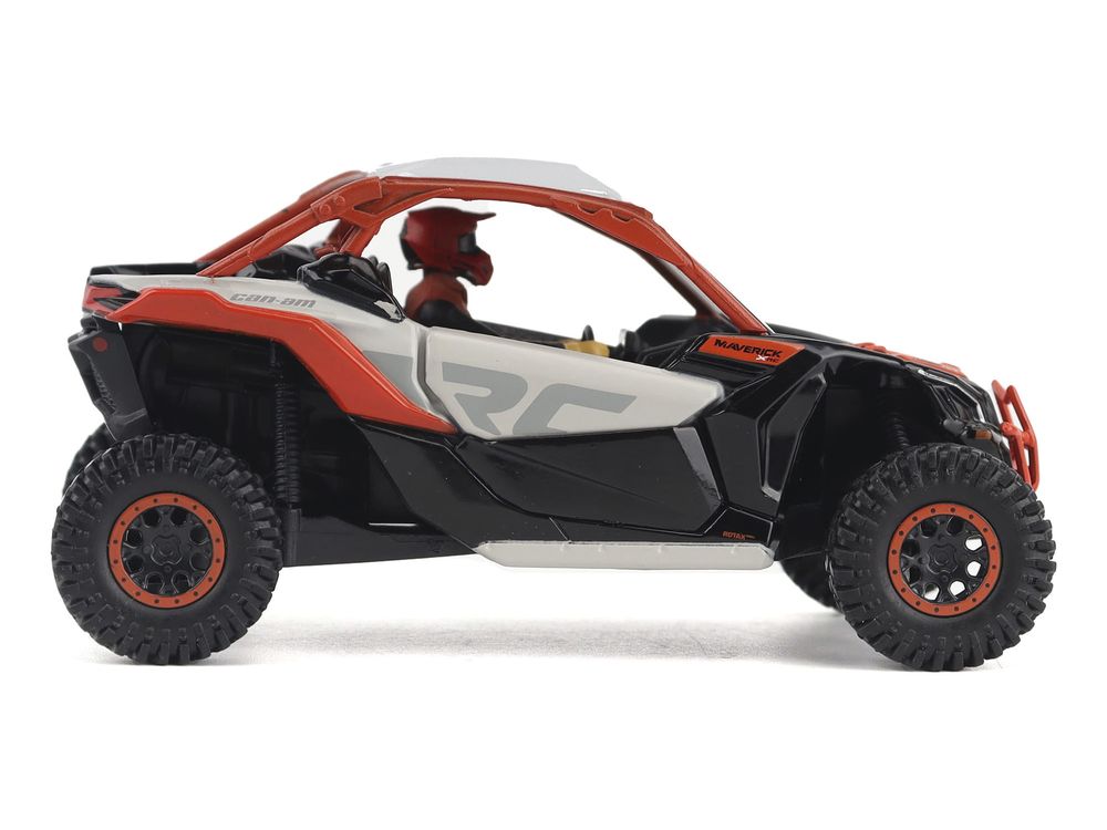 Can-Am Maverick X3 X RS Turbo RR Chalk Gray and Magma Red with Driver Figure 1/32 Diecast Model by BRP Models view 2