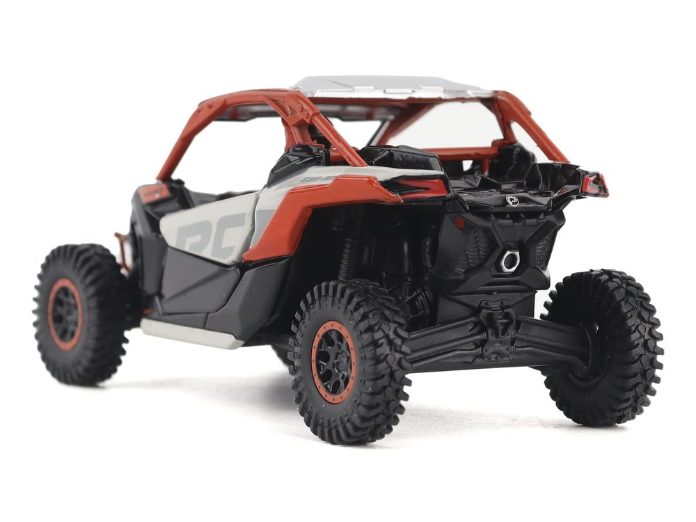 Can-Am Maverick X3 X RS Turbo RR Chalk Gray and Magma Red with Driver Figure 1/32 Diecast Model by BRP Models view 3