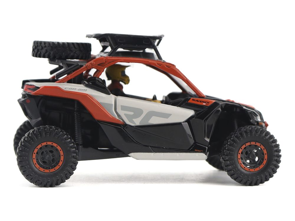 Can-Am Maverick X3 X RS Turbo RR Sand Version Chalk Gray and Magma Red with Driver Figure 1/32 Diecast Model by BRP Models view 2