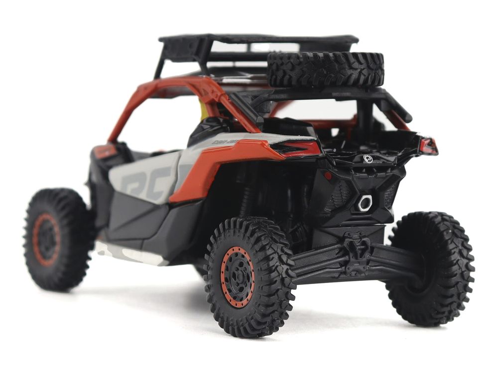 Can-Am Maverick X3 X RS Turbo RR Sand Version Chalk Gray and Magma Red with Driver Figure 1/32 Diecast Model by BRP Models view 3