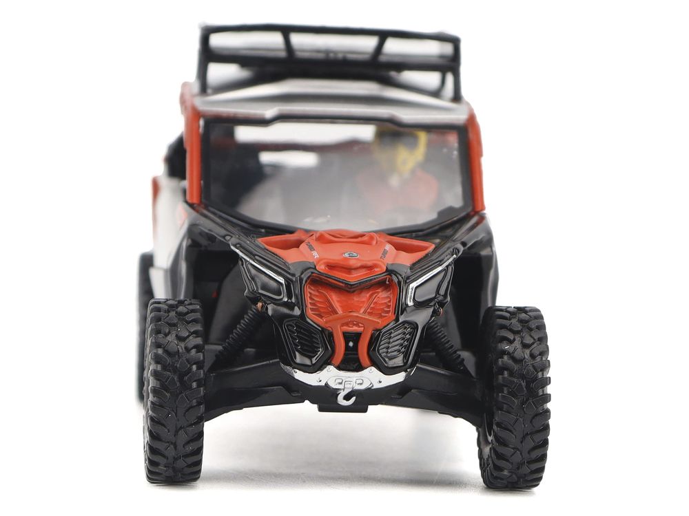 Can-Am Maverick X3 X RS Turbo RR Sand Version Chalk Gray and Magma Red with Driver Figure 1/32 Diecast Model by BRP Models view 4