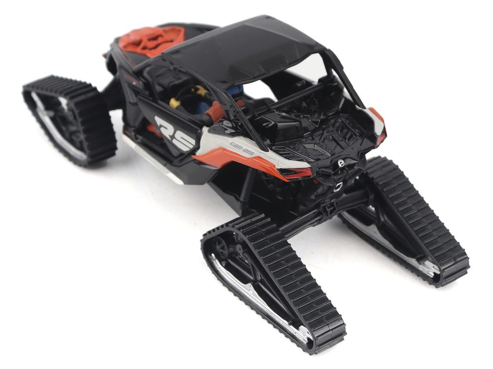 Can-Am Maverick X3 X RS Turbo RR Winter Version Chalk Gray and Magma Red with Driver Figure 1/32 Diecast Model by BRP Models view 2