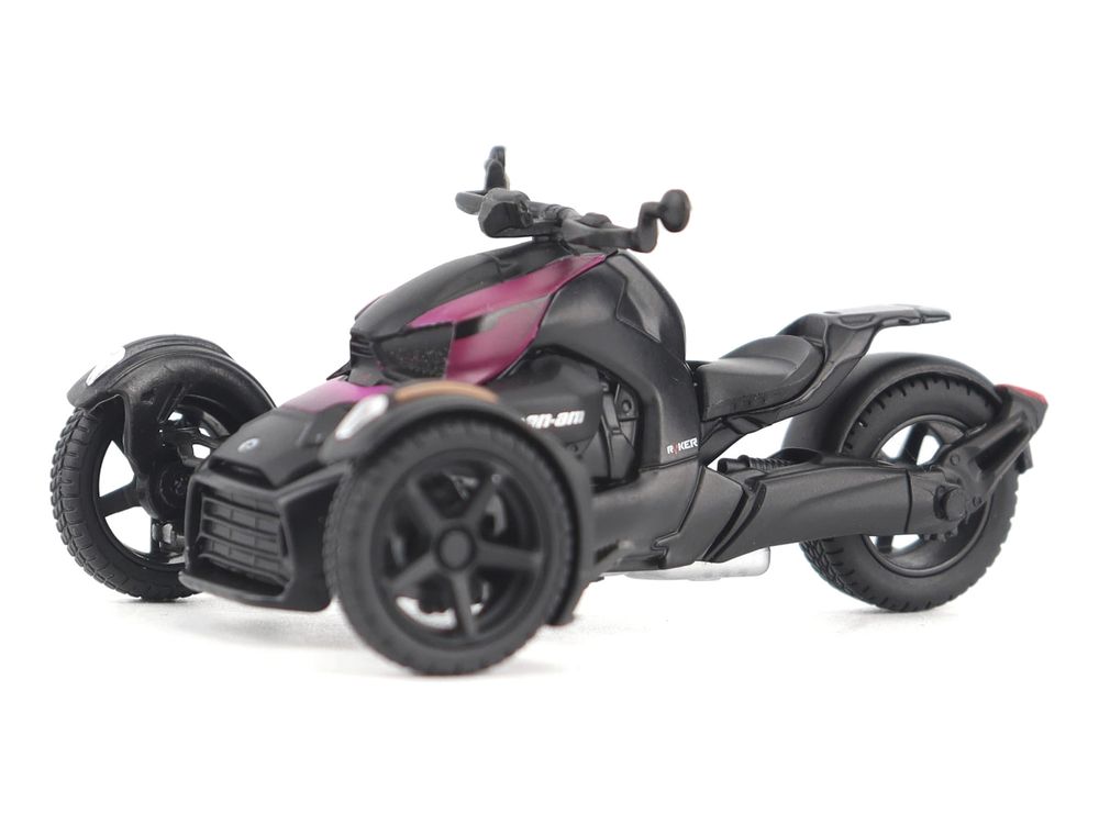 Can-Am Ryker 3-Wheel Motorcycle Pink Punk and Black with Driver Figure 1/32 Diecast Model by BRP Models view 2