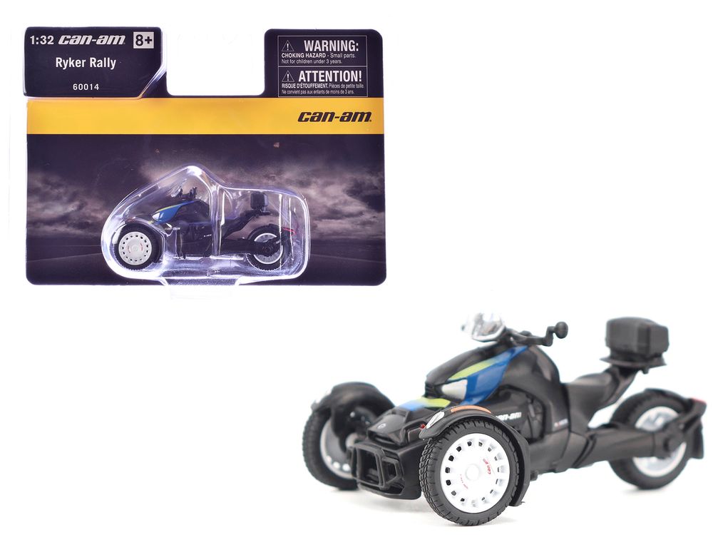 Can-Am Ryker Rally 3-Wheel Motorcycle Galactic Blue and Black 1/32 Diecast Model by BRP Models