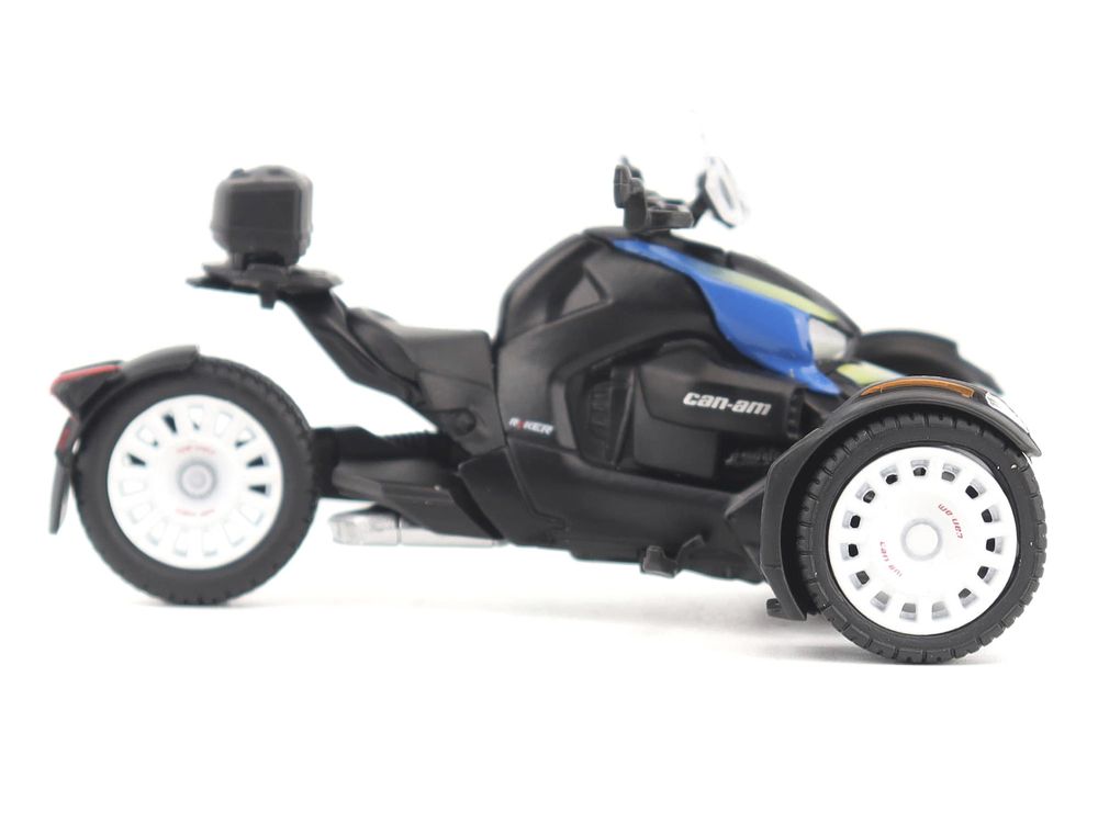 Can-Am Ryker Rally 3-Wheel Motorcycle Galactic Blue and Black 1/32 Diecast Model by BRP Models view 2