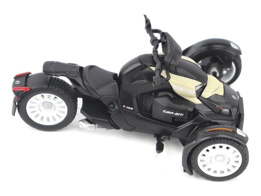 Can-Am Ryker Rally 3-Wheel Motorcycle Sand Storm and Black 1/32 Diecast Model by BRP Models view 2
