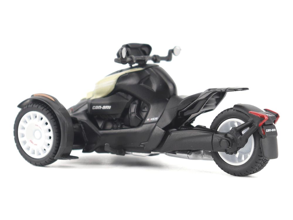 Can-Am Ryker Rally 3-Wheel Motorcycle Sand Storm and Black 1/32 Diecast Model by BRP Models view 3