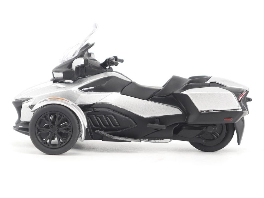 Can-Am Spyder RT 3-Wheel Motorcycle Hyper Silver Metallic with Driver Figure 1/32 Diecast Model by BRP Models view 2