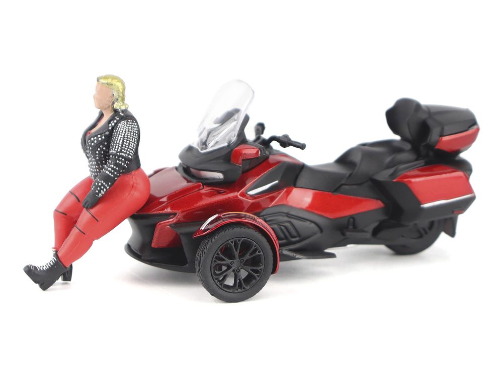 Can-Am Spyder RT Limited 3-Wheel Motorcycle Deep Marsala Red Metallic with Driver Figure 1/32 Diecast Model by BRP Models view 2