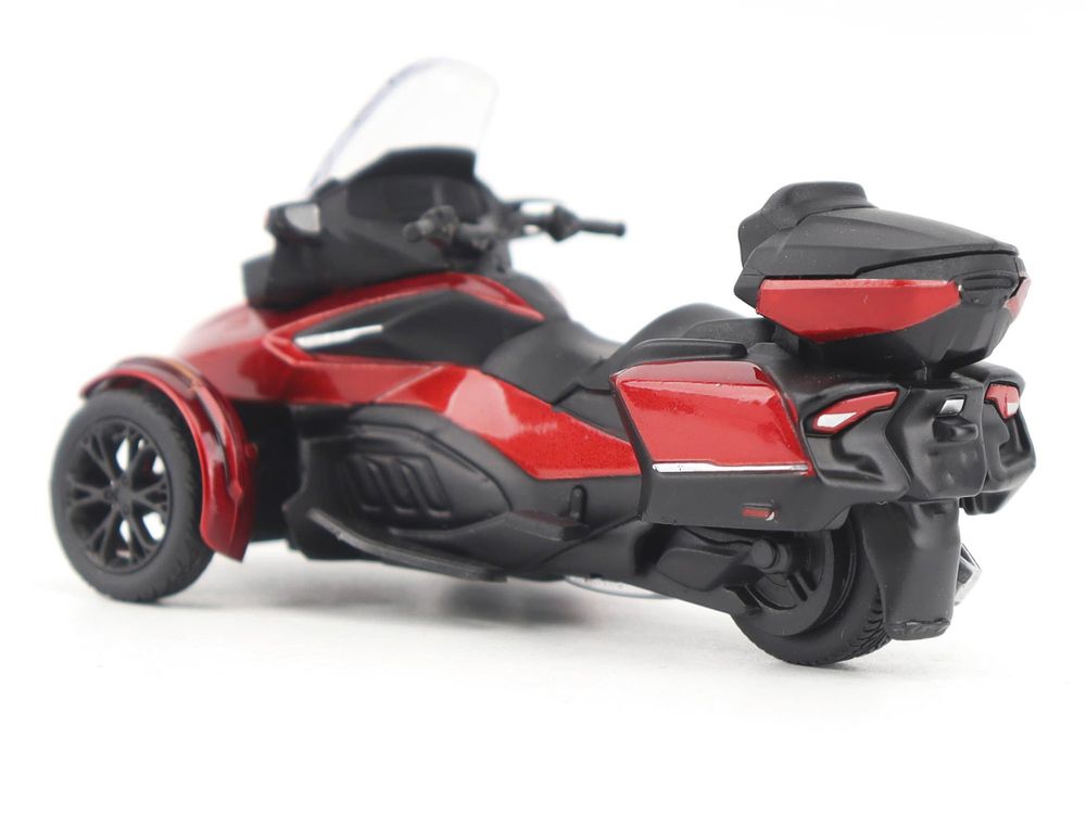 Can-Am Spyder RT Limited 3-Wheel Motorcycle Deep Marsala Red Metallic with Driver Figure 1/32 Diecast Model by BRP Models view 3