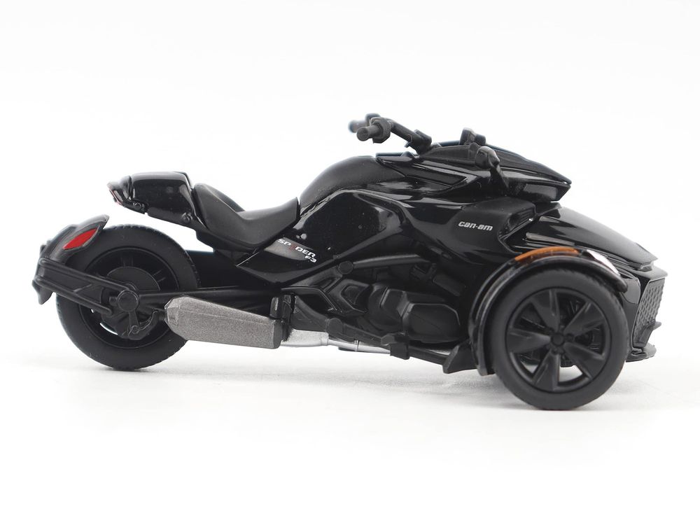 Can-Am Spyder F3 3-Wheel Motorcycle Steel Black Metallic 1/32 Diecast Model by BRP Models view 2