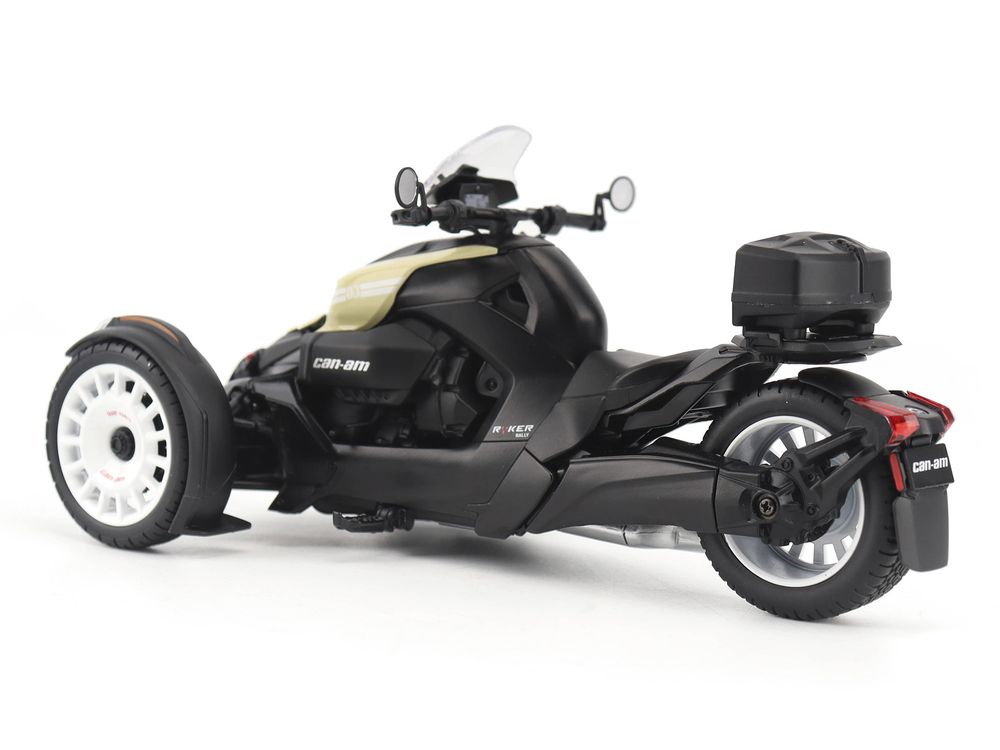 Can-Am Ryker Rally 3-Wheel Motorcycle Sand Storm and Black 1/12 Diecast Model by BRP Models view 3