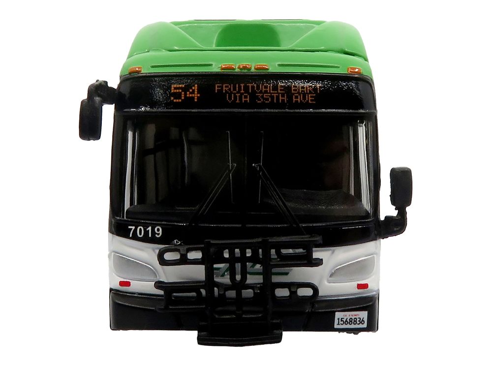 New Flyer Xcelsior XHE40 Transit Bus "AC Transit - Zero Emission" White and Green with Graphics "The Bus & Motorcoach Collection" Limited Edition 1/87 (HO) Diecast Model by Iconic Replicas view 4