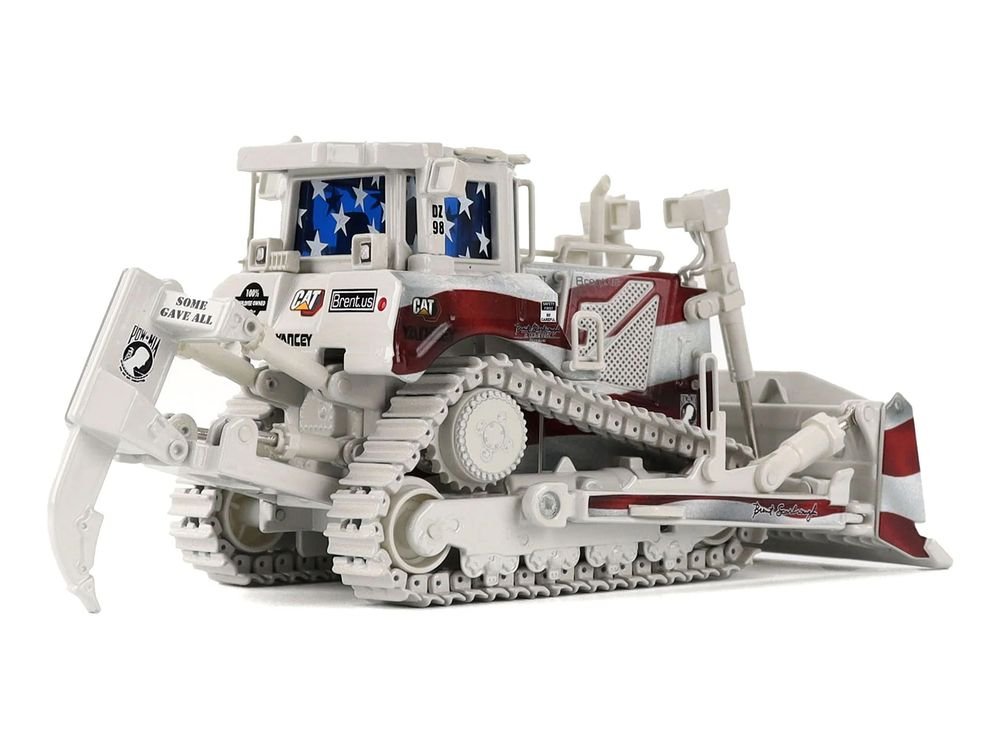CAT Caterpillar D8T Track Type Tractor with Single Shank Ripper "Brent Scarbrough & Co." Patriotic Livery "High Line" Series 1/50 Diecast Model by Diecast Masters view 3