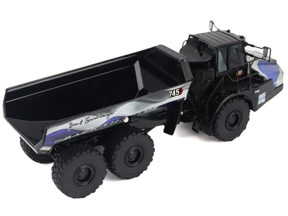 CAT Caterpillar 745 Articulated Dump Truck "Brent Scarbrough & Co. - Back the Blue" Black with Graphics "High Line" Series 1/50 Diecast Model by Diecast Masters view 3