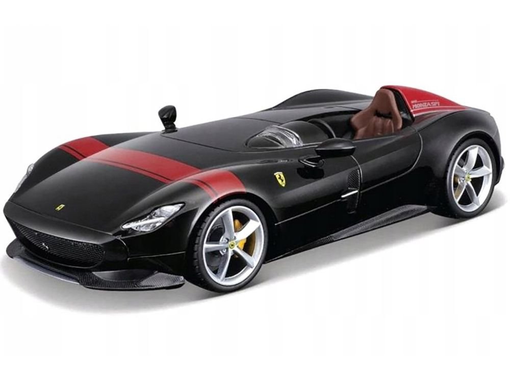 Ferrari Monza SP1 Black Metallic with Red Stripes "Race & Play" Series 1/24 Diecast Model Car by Bburago view 2